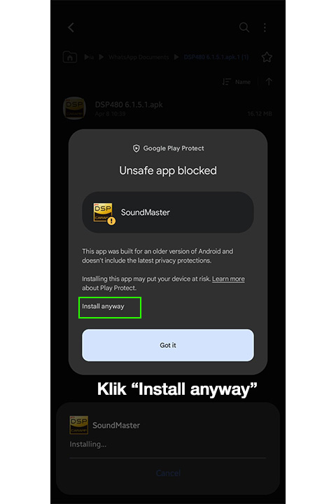 Klik Install Anyway