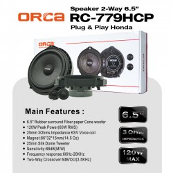 Speaker 2 Way ORCA RC-779HCP 6.5" inch Plug and Play Honda